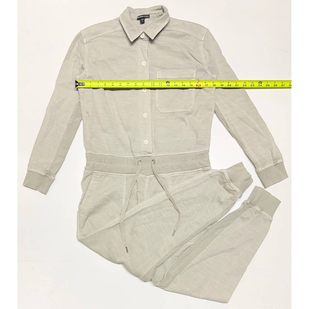 James Perse Los Angeles Long Sleeve Button Front Jogger Jumpsuit Sage Green Sz 1